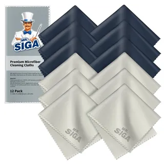 MR.SIGA Mikrofaser-Brillenputztuch, Brillenreinigungstuch, 12er-Pack | Mikrofaser-Reinigungstücher für Linsen, Kamera, Bildschirm, Brillenlinsenreiniger, fusselfrei,15 x 18 cm (6 x 7 Zoll)