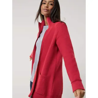 Walbusch Damen Zip-Longstrickjacke Rot noch offen: Muster