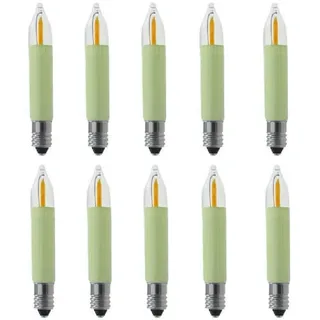 ShuoHui E10 COB LED Kleinschaftkerze 8-55V 0,1-0,2 W - Ø 11 mm Länge 65mm für INNEN Ersatzlampe Schwibbogen Lichterketten warmweiß (20)