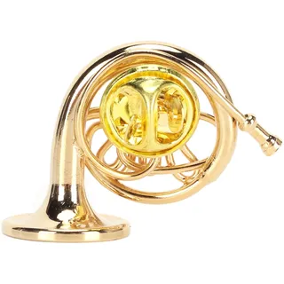 EIMSOAH Goldene Miniatur-Brosche mit Waldhorn-Revers, Retro-Stil, Messing-Musikinstrument-Brosche mit Aufbewahrungsbox, Glänzend und Zart, für Männer und Frauen, für Weihnachten,