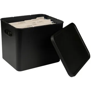 Rotho Organizer MY Paper, Schwarz, Kunststoff, 29x29.5x37 cm, Deckel, stapelbar, Ordnen & Aufbewahren, Aufbewahrungskörbe, Organizer