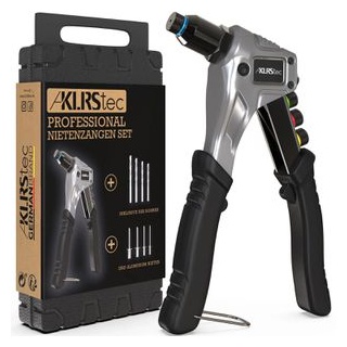 KLRS KLRStec® Professional Set inkl. 120 Nieten und 4 HSS Bohrern – Hochwertige Popnietenzange zum verarbeiten von Blindnieten