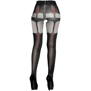 Straps-Strumpfhose im Trachten-Look, schwarz, 5