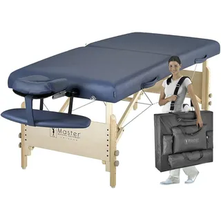 MASTER MASSAGE EQUIPMENT Master Massage Coronado Mobile Massageliege Kosmetikliege Therapiebett Behandlungsliege Massagebank Klappbar Holz 71cm Königsblau