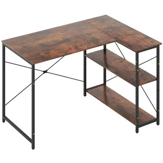 Costway Eckschreibtisch L-förmig Braun