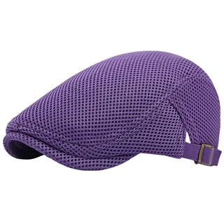 LuxusKollektion Schirmmütze Schirmmütze Unisex Flatcap Baskenmütze Newsboy Mesh Herren M-L Lila lila