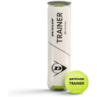 Dunlop Tennisbälle Trainer, 4 Bälle | VDT-empfohlen | Premium-Gummikern | Webfilz | Elite-Training | Konstanter, langanhaltender Bounce