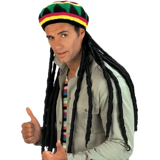 w widmann milano party fashion - Rastahut mit Dreadlocks | Mit extra langen Dreadlocks, Kostümaccessoire für Rastafari, Karneval und Mottoparty
