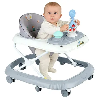 Lauflernhilfe für Jungen und Mädchen,Baby Gehfrei Lauflernwagen mit Spielcenter,Geräuscharm, Anti-Rollover, Lernspiele ab 6 Monaten, max. 15 kg (67 x 72 x 92 cm - Grau)