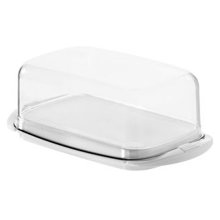 Rotho Butterdose Fresh 1709701100, Kunststoff, 18 x 6,9 x 9,5cm, transparent / weiß