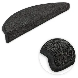 Kettelservice-Metzker Stufenmatten Kleinformat für Raumspartreppen/Wendeltreppen 55x15x3,5cm, Anthrazit 15 Stück