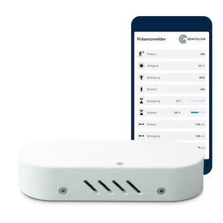 Senvolon Präzisions WLAN Radar Präsenzmelder und Bewegungsmelder (24Ghz) - Smartphone Steuerung, Helligkeitssensor, Sirene, Smarthome Integration, Schaltsignalausgang, Erweiterbarkeit, Made in Germany