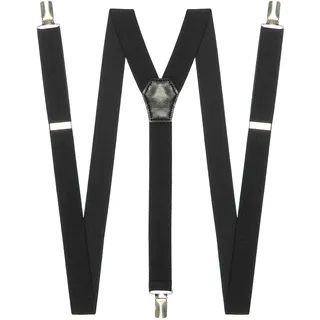 DWOY Hosenträger 25mm breit Y Form mit 3 stabilen Clips (Schwarz) - Einheitsgröße