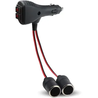 12V Zigarettenanzünder Verteiler Adapter Zigarettenanzünder Steckdose 1 Stecker auf 2 Auto Zigarettenanzünder Stecker mit zwei unabhängigen Schaltern für LKW Auto Motorrad