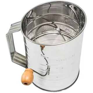 Liuer Puderzuckerstreuer, Mehlstreuer Puderzuckermühle Mehlsieb,Feinmaschig, Edelstahl, mit Kurbel Puderzuckerstreuer für Mehl,Zucker,Kakaopulver