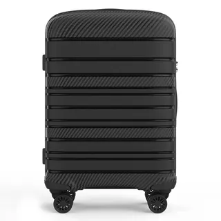 gentor Koffer Reisekoffer mit Rollen Carbonoptik Hartschalenkoffer Trolley Handgepäck mit TSA-Schloss Rollkoffer Leicht Travel Klein Handgepäck (Schwarz, M)