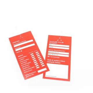 Öl Service Anhänger in Rot | 50 Stück | Ölwechselzettel Inspektionsanhänger Ölwechselanhänger Inspektion Etikett Service Zettel Kundendienst Anhänger zum beschriften