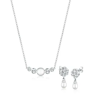 ELLI PREMIUM Schmuckset Klassisch mit Süßwasserzuchtperle und Kristalle