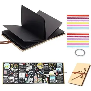 Fotobuch A4 zum Selbstgestalten, DIY Scrapbook Schwarz