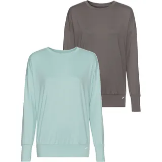 Yogashirt FAYN SPORTS "Essentials Yoga Shirts" Gr. 44/46, grau (mint_darkgrey) Damen Shirts