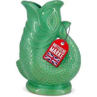 Bubble Jug Wasserkaraffe Keramikkrug in Fischform - 1,5 L, Ozeangrün - Fisch Karaffe mit Gluckergeräusche für lustiges ausgießen von Wasser, Wein & mehr - Bubble Jug Karaffe Fisch - Fischkrug