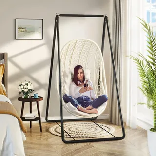 Hängemattengestell Für Verandas Schlafzimmer A-Form Metall Gestell Hängesessel Outdoor Lässig Entspannt Schaukelgestell Platzsparend Haushalt Federwiege Gestell (Schwarz)