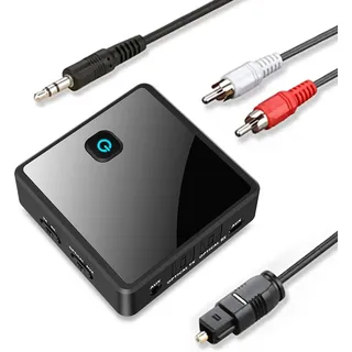Isobel Bluetooth Transmitter Empfänger 2 in 1 Bluetooth Adapter Audio 5.0 Sender/Receiver Adapter Low Latency mit Optical Toslink RCA 3,5mm AUX Kabel für TV/PC/Laptop Dual Link