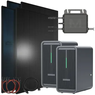 sunniva Balkonkraftwerk Full Black Bifazial 1840 W inkl. 4,48 kWh Speicher + 4 x 460 W N-Typ Glas-Glas Bifacial Module