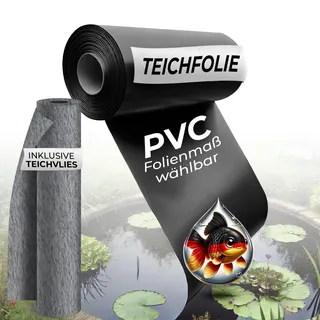 Black Forest Pond Shop Teichfolie mit Vlies | Teichfolie 8 x 8 m | Teichfolie 1mm PVC Schwarz mit Teichvlies 300g/m2 für Teich, Gartenteich, Schwimmteich – Made in Germany | Teichfolie 8 x 8 m