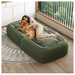 BBG Klappbett Klappbares Sofabett für Erwachsene, 5-fach verstellbare Relaxliege mit 2 Kissen, bequeme Bodenliege aus Cordstoff grün