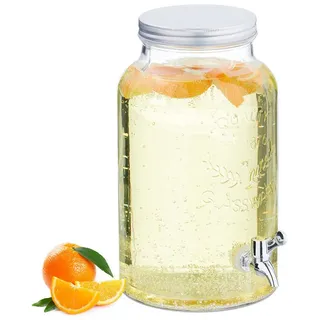 relaxdays Getränkespender 5 Liter Vintage Desig silberfarben|weiß