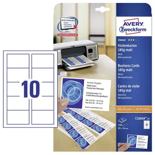Avery Zweckform Visitenkarten C32010-25 weiß 250 St./Pack.