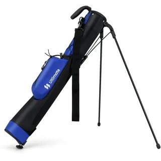 COSTWAY Golf Pencil Bag mit Ständer, Golfbag mit 2 er Unterteilung, Golftasche leicht mit Schultergurt & Tasche, Golf Standbag tragbar für Herren, Damen (Blau)