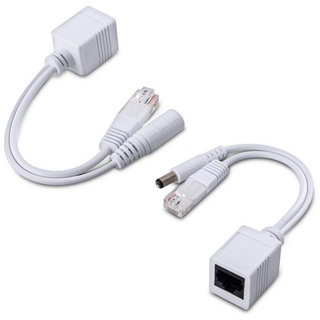 kwmobile Netzwerk-Adapter, PoE Adapter Set - Injektor + Splitter Kabel für Netzwerk, IP Geräte weiß