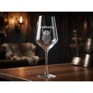 eXODA Weinglas Gravur Totenkopf 350ml Wikinger-Design | Füllmenge 350 ml, Totenkopf-Design, Wikinger-Motiv, langlebig, Geschenkidee