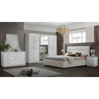 Schlafzimmer Set New Gemma Weiß / Silber - 160x200 cm