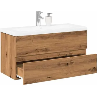 vidaXL Waschbeckenunterschrank mit Einbaubecken Artisan-Eiche