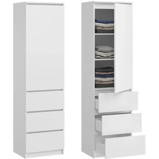home collective Kleiderschrank, Weiß Holzwerkstoff, 3 Schubladen 40x180x50 cm Schlafzimmer, Kleiderschränke