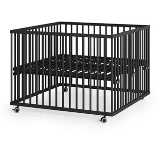 Sämann Laufgitter, Schwarz, Holz, Echtholz,Buche, 100x74x100 cm, Babymöbel, Laufstall Baby