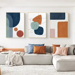 FSLEOVN 3er Set Leinwand Bilder Abstrakt Geometrie Wandbilder Modern Wohnzimmer Abstrakte Geometrie Kunstdruck Wanddekoration Bilder Ohne Rahmen (A,50x70cm)