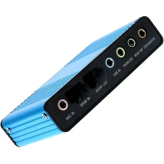LEAGY Soundkarte, 6-Kanal Externe Soundkarte USB 2.0 Externe 5.1 Surround Sound Optischer S/PDIF Audio Soundkarte Adapter für PC Laptop Aufnahme Kompatibel mit Windows 10/8/7/XP, Blau