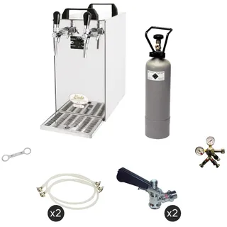 ich-zapfe Komplett Set - Zapfanlage, Bierzapfanlage - Kontakt 40 2-leitig Trockenkühler, Durchlaufkühler 50 Liter/h, Green Line, Zapfkopf:Köpi,Zapfkopf 2:ohne