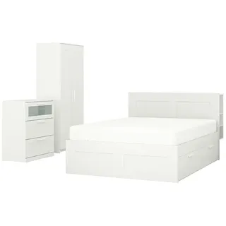 IKEA BRIMNES Schlafzimmermöbel 3er-Set weiß 140x200 cm