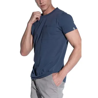 COURSE Slub Cotton Herren Basic T-Shirt mit Brusttasche Rundhals-Shirt Baumwoll-Shirt 900990 Dunkelblau - S
