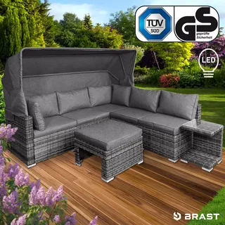 Sonneninsel Lounge Insel Gartenmöbel Sitzgruppe Poly Rattan Garten Liege BRAST