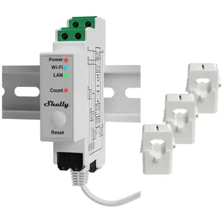 Shelly Pro 3EM v2 120A DIN-Schienen 3-Phasen Energiezähler mit 3 Stromwandlern WLAN LAN Bluetooth Matter NUR FÜR PV 0% MWST V2