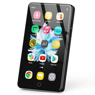 144 GB MP3-Player mit WLAN und Bluetooth, 4,02-Zoll-IPS-HD-MP4-Player, MP3-Player mit Lautsprechern, Android-Musikplayer mit vorinstalliertem Spotify und Play Store