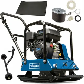 Scheppach Benzin Rüttelplatte HP2000S - 25 kN | 6,5PS | 104kg | 30cm Verdichtungstiefe | Vorlaufgeschwindigkeit 25 m/min | Plattengröße 550x440 mm