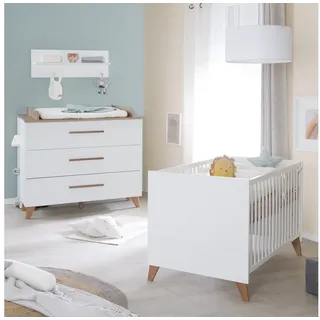 roba roba® Babymöbel-Set Ole 2-teilig, modernes Kinderzimmer - Griffe & Füße aus Massivholz weiß