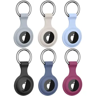 Dirrelo 6 Stück Airtag 2 Generation Hülle Kompatibel mit Airtag Schlüsselanhänger - Airtag Anhänger, Kratzfest und Verlustsicher Silikon Airtag Tracker Case Cover für Apple Air Tag mit Keychain, B